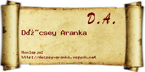 Décsey Aranka névjegykártya