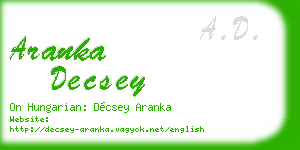 aranka decsey business card