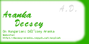 aranka decsey business card